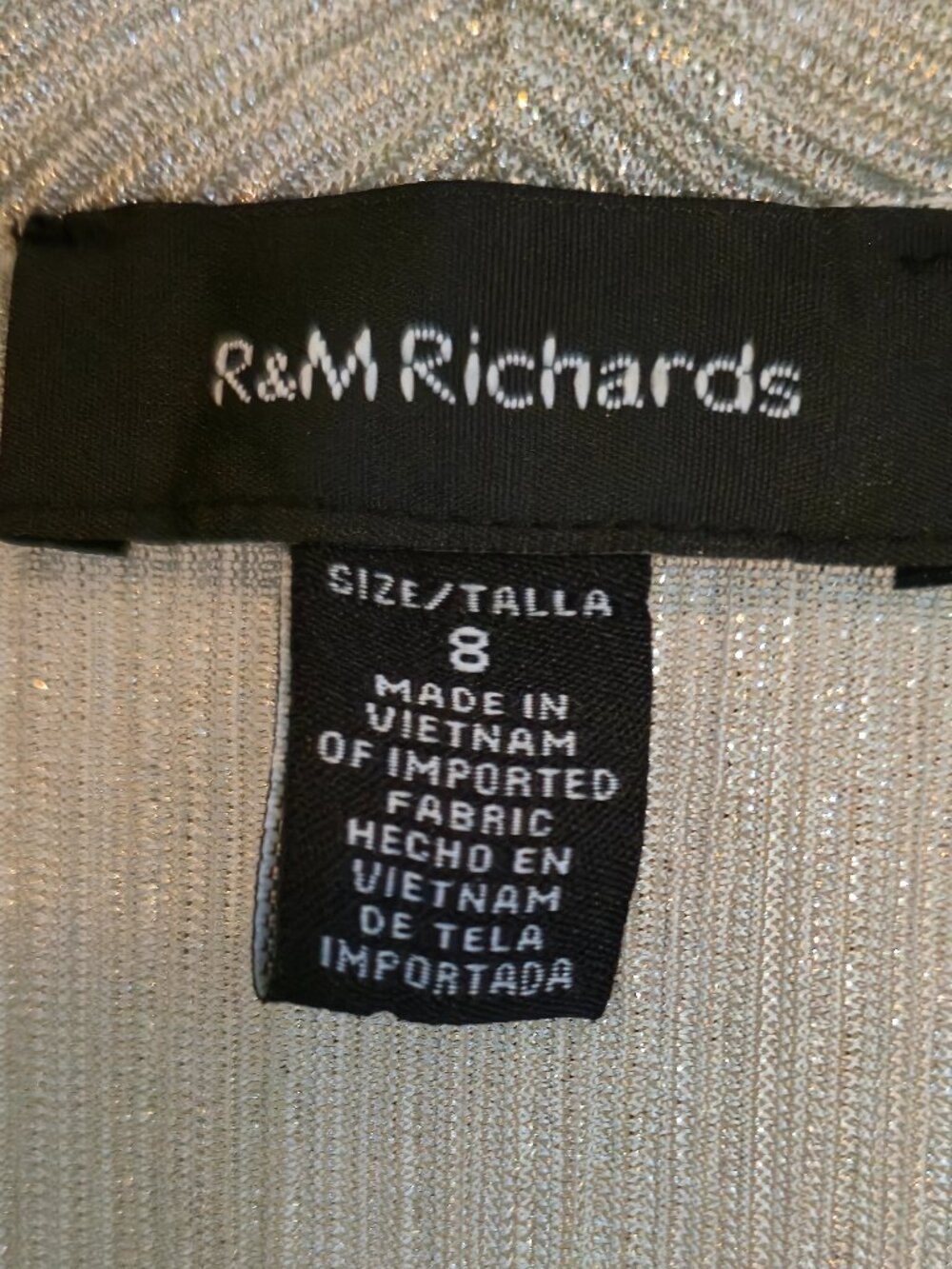 R & M Richards Crinkle Knit Metallic Dress & Jacket Formal Set Size 8 Champagne - Picture 12 of 16